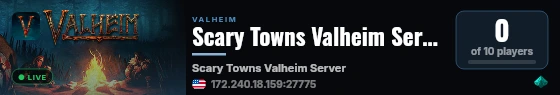 Scary Towns Valheim Server live status badge