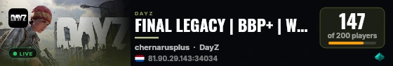FINAL LEGACY | BBP+ | Weekend KOTH | X5 Loot | EU NightRaids | Helis live status badge