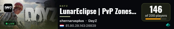 LunarEclipse | PvP Zones | Helis | Cars | Syberia | AI-Bases | Dream PvE live status badge