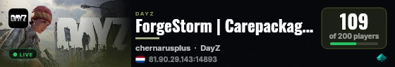 ForgeStorm | Carepackages | Vanilla+ | Stamina+ | US Main | Events live status badge