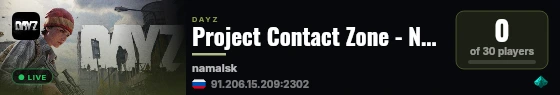 Project Contact Zone - Namalsk - PVE live status badge
