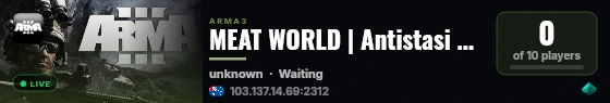 MEAT WORLD | Antistasi Ultimate | FIA v NATO | Altis live status badge