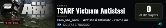 TSARF Vietnam Antistasi live status badge