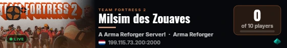 Milsim des Zouaves live status badge