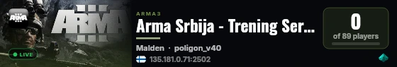 Arma Srbija - Trening Server - www.armasrbija.rs live status badge