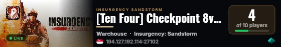 [Ten Four] Checkpoint 8vs36 0.8-1.0 (Gun Master, Waves) live status badge