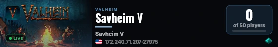 Savheim V live status badge