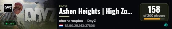 Ashen Heights | High Zombies | Post-Apocalyptic Mix | Random Storms | Basebuilding+ | AI Roadblocks live status badge