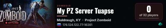 My PZ Server Tuapse live status badge