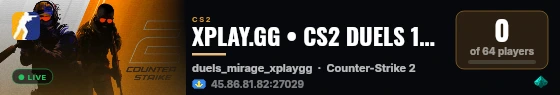 XPLAY.GG • CS2 DUELS 1v1 #56 • [KZ] live status badge