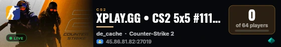 XPLAY.GG • CS2 5x5 #111 • [KZ] live status badge