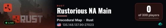 Rustorious NA Main live status badge