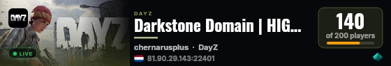 Darkstone Domain | HIGH DAMAGE WEAPONS | NO PVP LIMIT | ARTIFACT SYSTEM | IRON RAIDERS | METAL BASES live status badge