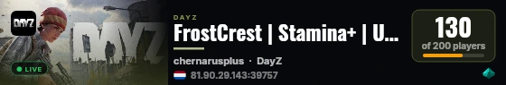 FrostCrest | Stamina+ | US Main | Events | Carepackages | Vanilla+ live status badge