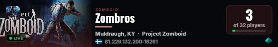 Zombros live status badge