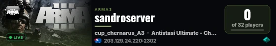 sandroserver live status badge