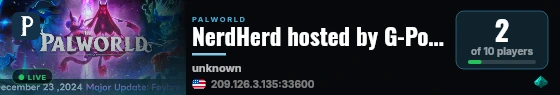 NerdHerd hosted by G-Portal live status badge