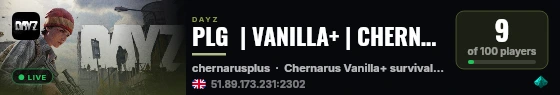 PLG  | VANILLA+ | CHERNARUS | PVP | WEEKEND RAID live status badge