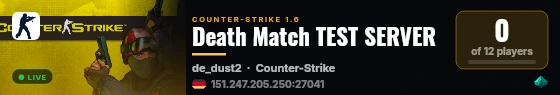 Death Match TEST SERVER live status badge