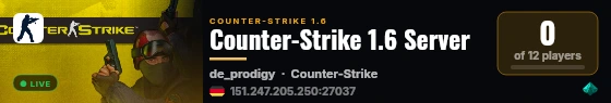 Counter-Strike 1.6 Server live status badge