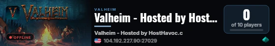 Valheim - Hosted by HostHavoc.com live status badge