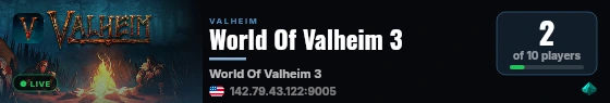 World Of Valheim 3 live status badge