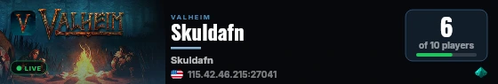 Skuldafn live status badge