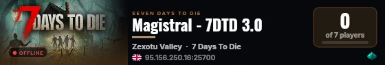 Magistral - 7DTD 3.0 live status badge