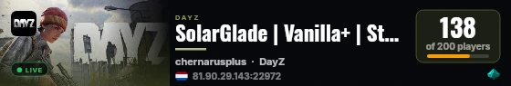 SolarGlade | Vanilla+ | Stamina+ | US Main | Events | Carepackages live status badge