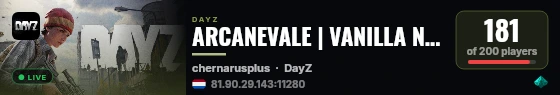 ARCANEVALE | VANILLA NO MOD | Chernorus | AIRDROP | CAR+ | CHAT live status badge
