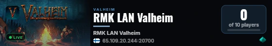 RMK LAN Valheim live status badge