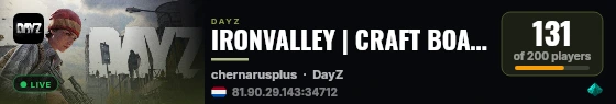 IRONVALLEY | CRAFT BOATS | NO HELIS | TROPICAL MAP | RU DEAD VACATION | ZOMBIE PIRATES live status badge