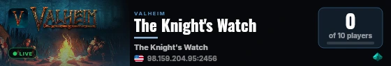 The Knight's Watch live status badge