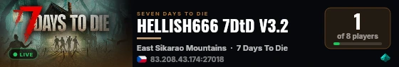 HELLISH666 7DtD V3.2 live status badge