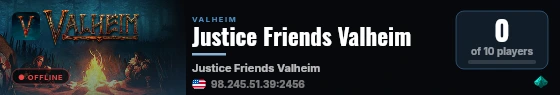 Justice Friends Valheim live status badge