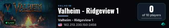 Valheim - Ridgeview 1 live status badge