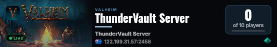 ThunderVault Server live status badge