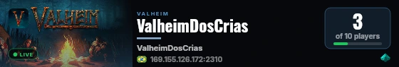 ValheimDosCrias live status badge