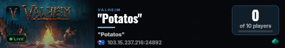 "Potatos" live status badge