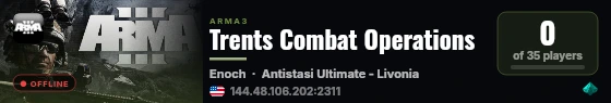 Trents Combat Operations live status badge