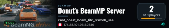 Donut's BeamMP Server live status badge
