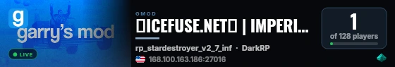 🔴ICEFUSE.NET🔴 | IMPERIAL RP | MAIN SERVER | UPDATE live status badge