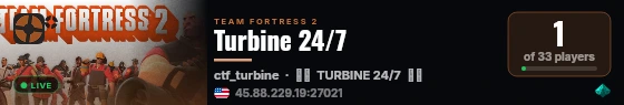 Turbine 24/7 live status badge