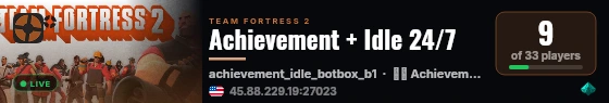 Achievement + Idle 24/7 live status badge
