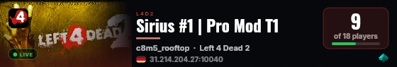 Sirius #1 | Pro Mod T1 live status badge