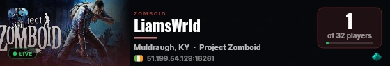 LiamsWrld live status badge