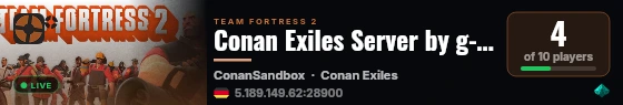 Conan Exiles Server by g-portal.com live status badge