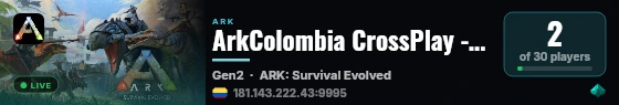 ArkColombia CrossPlay - Server PVE x2 - Genesis 2 - (v361.7) live status badge