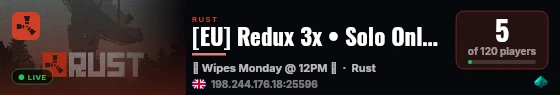 [EU] Redux 3x • Solo Only • Weekly live status badge