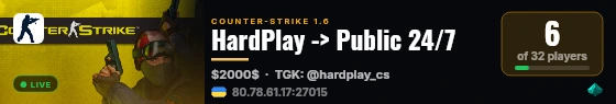 HardPlay -> Public 24/7 live status badge
